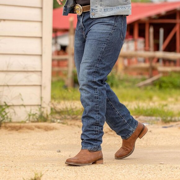 🆕 Men's Square Toe Western Cowboy Boots Faux Leather Riding Winter Fashion - Picture 9 of 9